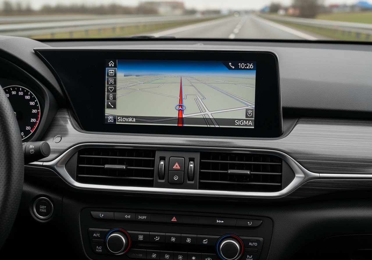 Nawigacja GPS pokazująca trasę po Słowacji